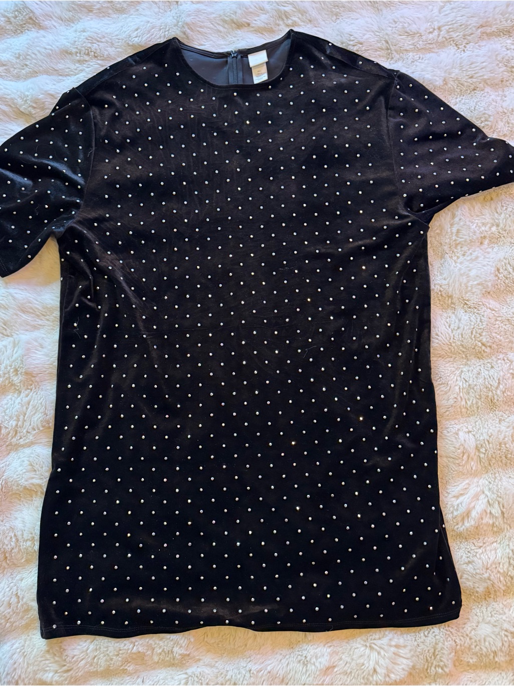 H&M Black Velvet Dress With Silver Stud Accents